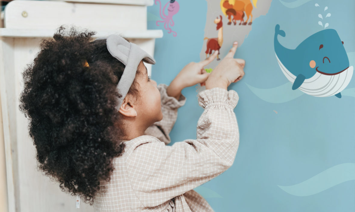 5 Carte da parati Educative, idee per le camerette dei bambini | Baby Interior Design Wallpaper